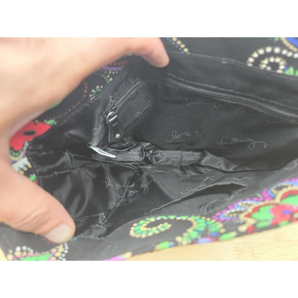 Vera Bradley Slim Saddle Bag Kiev Paisley Black